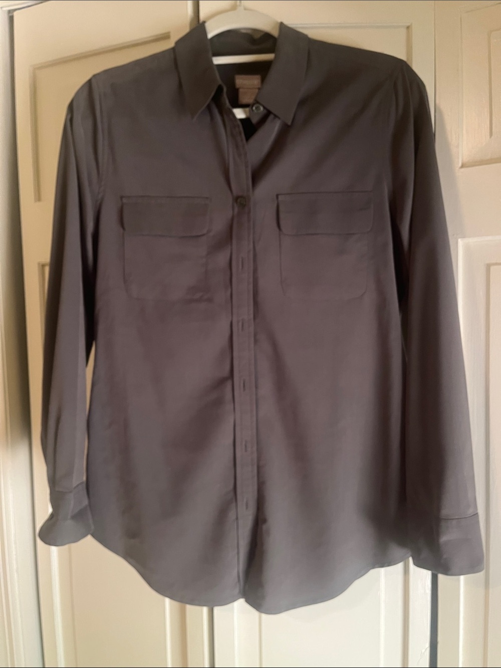 Chico's Lightweight Button-Up Shirt Jacket in green